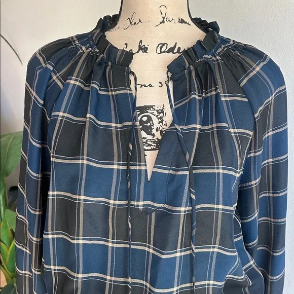 Current Air Plaid Blouson Sleeve Pleated Mini Length Dress Size Medium - Picture 7 of 16